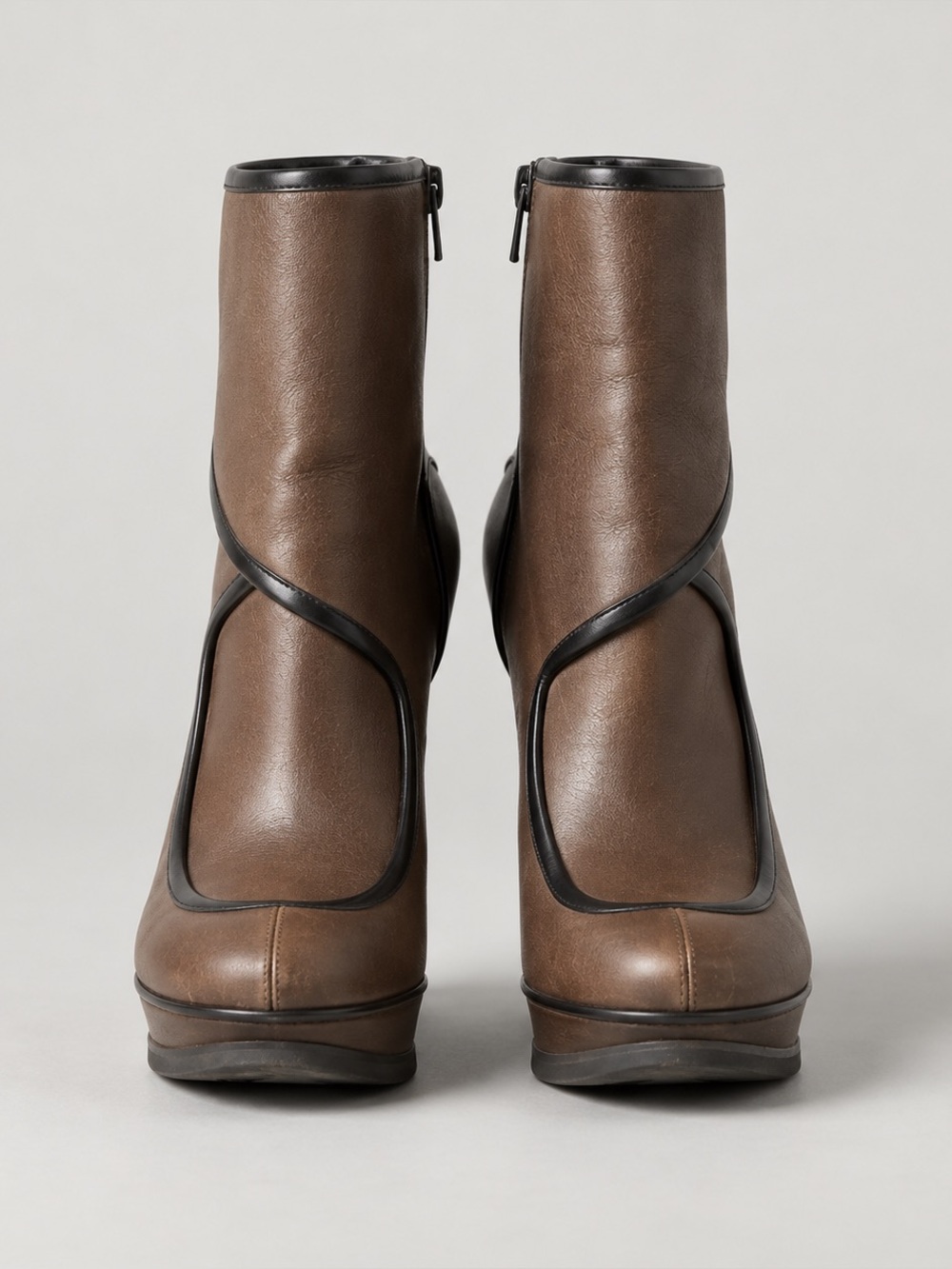 Balenciaga Brown Leather Platform Wedge Ankle Boots EU 37.5 early Y2K
